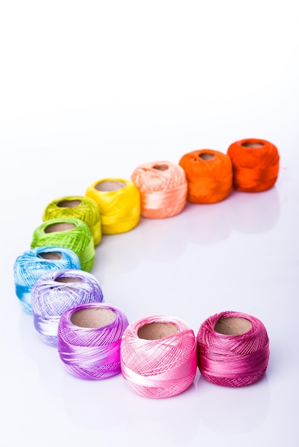 Assortment of colorful embroidery threads