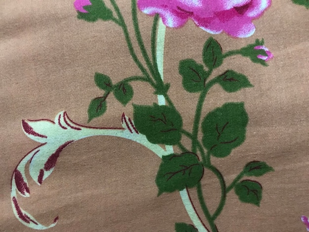 Embroidered floral pattern on linen